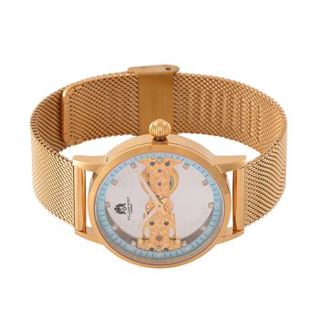 WILLIAM HUNT Wasserdichte Uhr mit Automatikwerk und Netzarmband in Goldton, 24cm