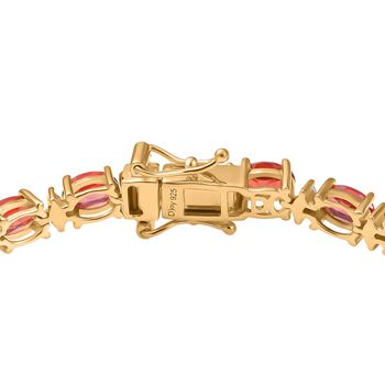 Empress Flame - D joy Lab Created Padparadscha-Saphir, Moissanit Armband ca. 19 cm 925 Silber 750 Gelbgold Vermeil ca. 15.11 ct