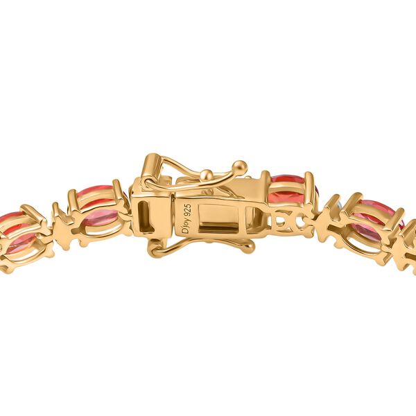 Empress Flame - D joy Lab Created Padparadscha-Saphir, Moissanit Armband ca. 19 cm 925 Silber 750 Gelbgold Vermeil ca. 15.11 ct image number 4