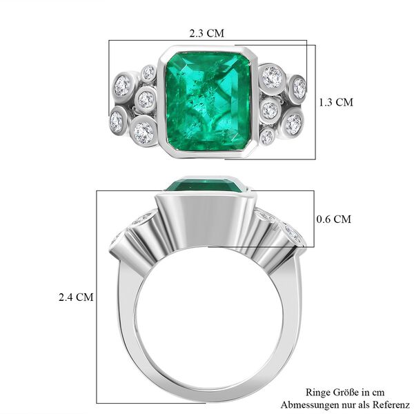 Smaragd Triplett Quarz und Zirkon Ring - 5,94 ct. image number 7