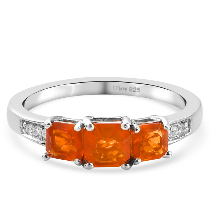 Purpurroter Feuer Opal 3 Stein Ring 925 Silber platiniert  ca. 1,21 ct image number 0