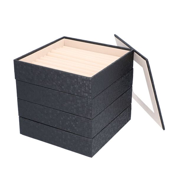 4-schichtiger Schmuck-Organizer mit gro&szlig;em Spiegel, 21.59x21.59x21.59 cm, schwarz image number 3