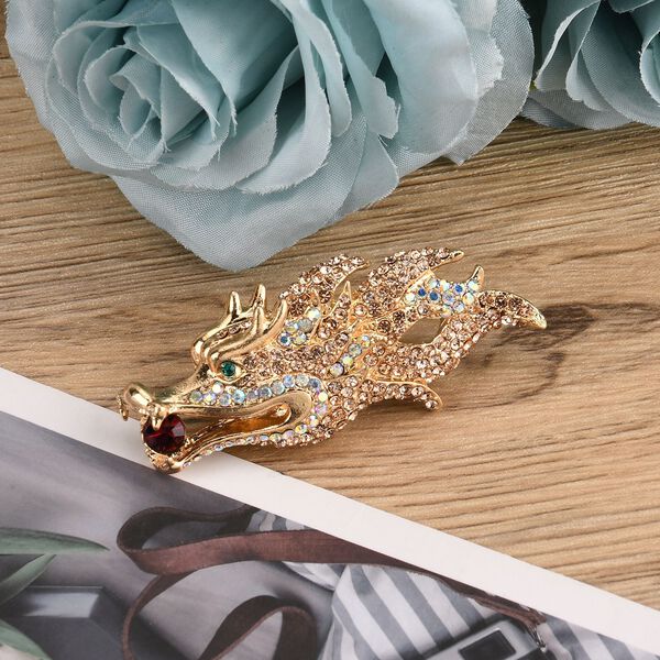 Mehrfarbiger Kristall Brosche  Gelb image number 1