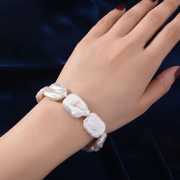 D'Joy wei&szlig;es Keshi Perle 19cm Armband