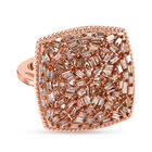 Nat&uuml;rlicher Champagner Diamant Ring, 925 Silber Ros&eacute;gold Vermeil (Gr&ouml;&szlig;e 17.00) ca. 1.00 ct