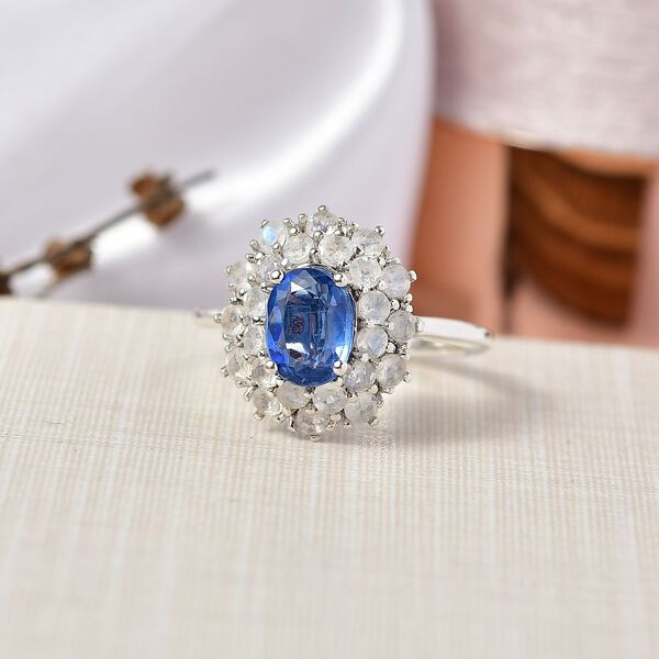 D'Joy AA Nat&uuml;rlicher Kaschmir Kyanit und Regenbogen Mondstein Ring - 2,68 ct. image number 2