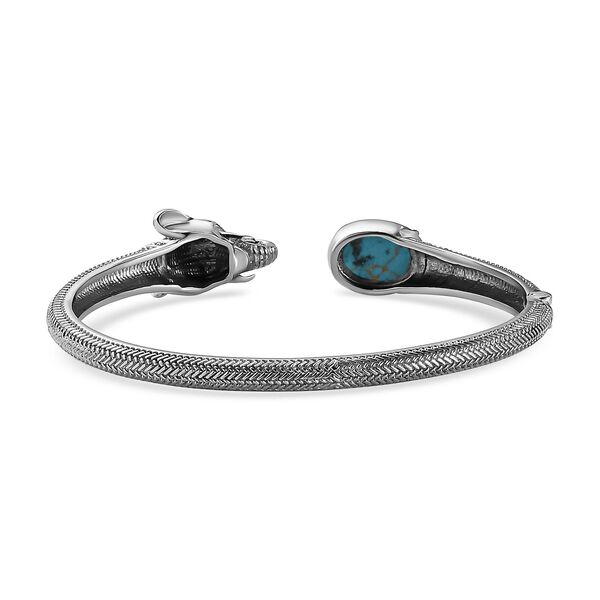 Blaues T&uuml;rkis Armreif ca. 19 cm Edelstahl ca. 5,12 ct image number 5