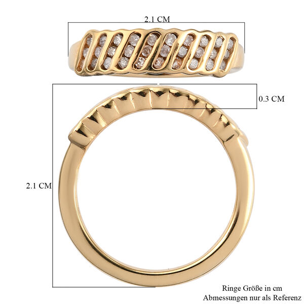 Weißer Diamant P Ring 925 Silber Vermeil YG ca. 0,33 ct. image number 7