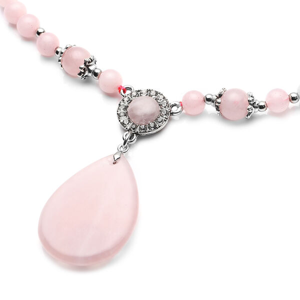Rosenquarz-Halskette in Silberton, 158,50 ct. image number 3