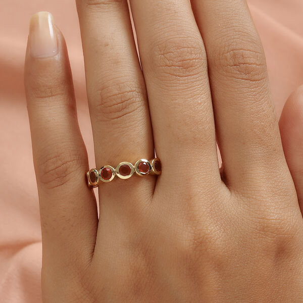 Purpurroter Feuer Opal 7 Stein Ring 925 Silber vergoldet  ca. 0,83 ct image number 3