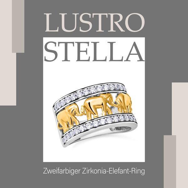 LUSTRO STELLA - zweifarbiger Zirkonia-Elefant-Ring in Silber image number 8