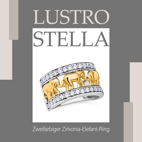 LUSTRO STELLA - zweifarbiger Zirkonia-Elefant-Ring in Silber image number 8