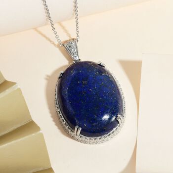 Lapislazuli Anh&auml;nger mit Kette, Edelstahl ca. 98.95 ct