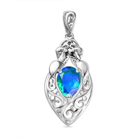 Pfau Quarz Triplette Anhänger 925 Silber platiniert ca. 2,00 ct.