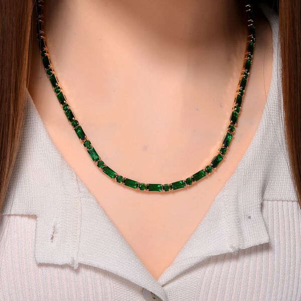 Gr&uuml;ne Zirkonia Halskette, 50 cm image number 2