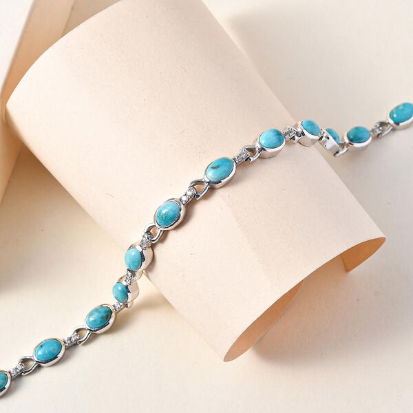 Sierra Nevada T&uuml;rkis und Zirkon-Armband, 925 Silber platiniert, 8,37 ct image number 2