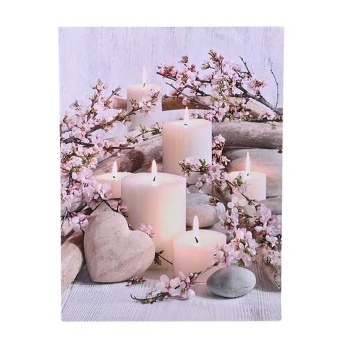 LED-Leinwandbild mit Orchideenmotiv, 30 x 40 cm, MDF-Rahmen, batteriebetrieben