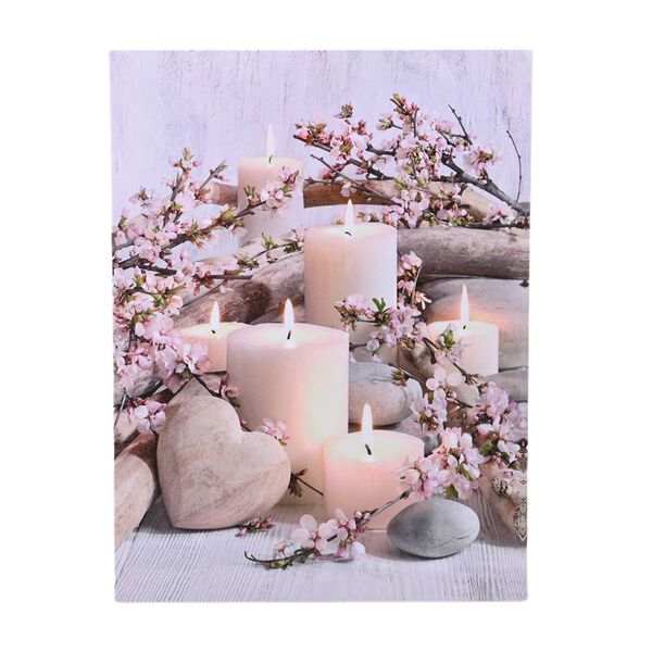 LED-Leinwandbild mit Wei&szlig;e Orchideenmotiv, 30 x 40 cm, MDF-Rahmen, batteriebetrieben