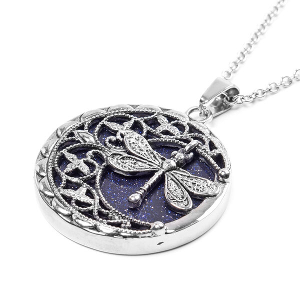 Blauer Sandstein Anhänger mit Kette ca. 50 cm in Edelstahl image number 3