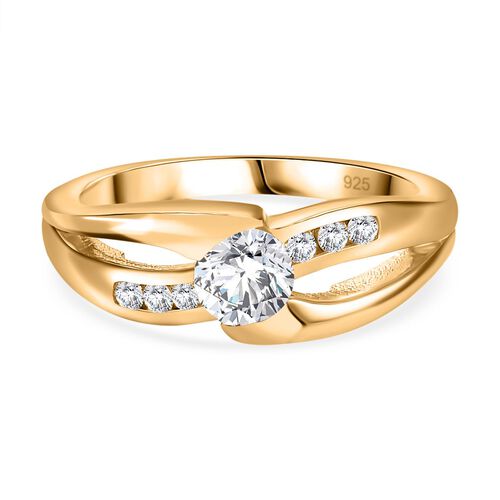 Moissanit Ring, 925 Silber 750 Gelbgold Vermeil - 0,62 ct. image number 0