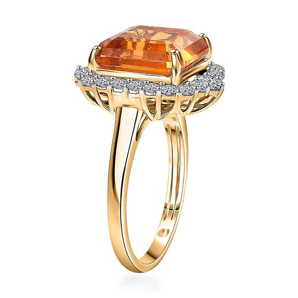 LUXURIANT - AAA Madeira Citrin, Lab Grown Diamant Ring 417 Gelb Gold (Größe 19.00) ca. 5,31 ct image number 3