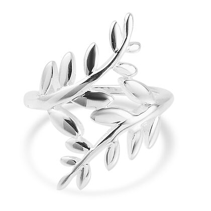 Blatt Bypass-Ring, 925 Silber (Größe 16.00)
