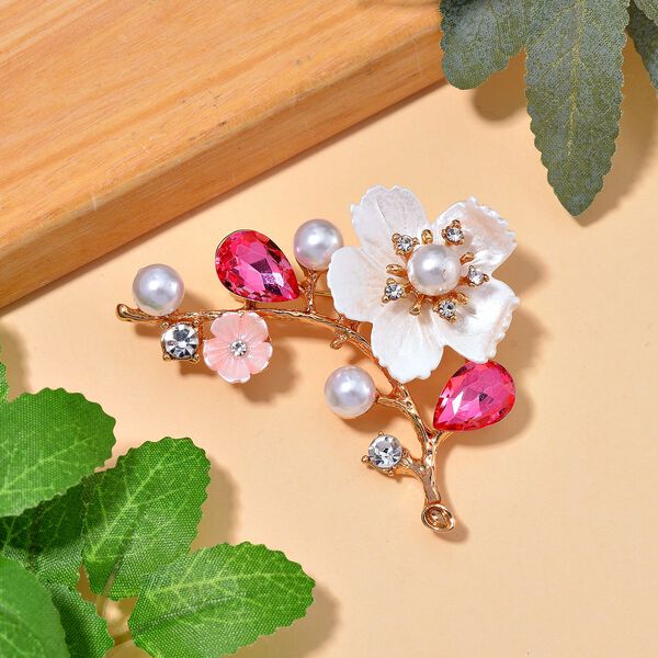 Rosa Kristall, Harz Brosche Std Gelb image number 2