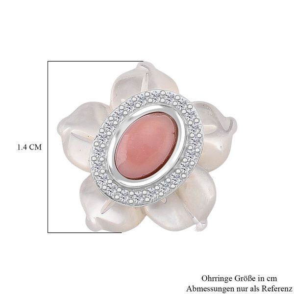 D'Joy Weißes Perlmutt, Natürlicher Rosa Königsmuschel Perle Ohrringe 925 Silber rhodiniert image number 6