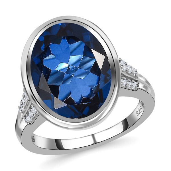 Ceylonfarbener Quarz und Zirkon-Ring, 925 Silber platiniert - 9,29 ct.  image number 4