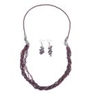 2er Set - Lila Kristall, Weißer Kristall Halskette und Ohrringe