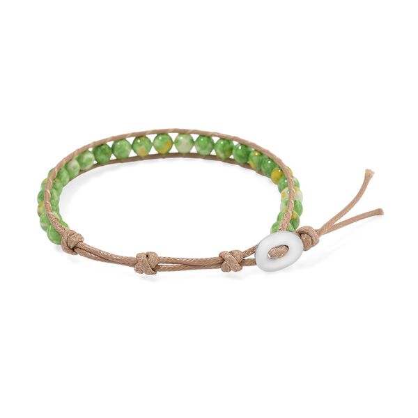 Flexibles gr&uuml;n-gelbes Regenblumen-Yuhua-Quarzit Armband - 35 ct. image number 4