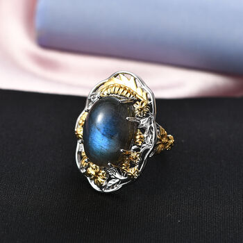 EVER TRUE AAA Labradorit Ring Nickelfreies Messing Zweifarbige Beschichtung (Gr&ouml;&szlig;e 18.00) ca. 12,55 ct