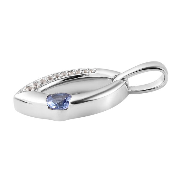 Tansanit und Zirkon Anh&auml;nger 925 Silber platiniert ca. 0,47 ct image number 4