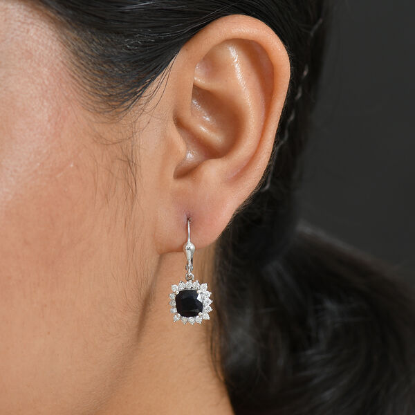 D'Joy AA diffundierte blaue Saphir und Moissanit Ohrringe - 4,31 ct. image number 2