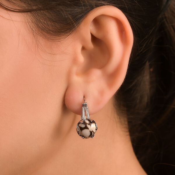 Erdnuss Holz Jaspis Ohrringe - 7,77 ct. image number 2