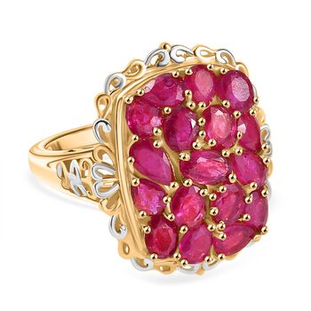 Niassa Rubin Ring Nickelfreies Messing platiniert und vergoldet (Gr&ouml;&szlig;e 16.00) ca. 4,31 ct