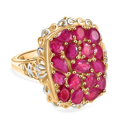 Niassa Rubin Ring Nickelfreies Messing platiniert und vergoldet (Gr&ouml;&szlig;e 16.00) ca. 4,31 ct