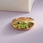 Natürlicher Peridot 3 Stein Ring 925 Silber vergoldet  ca. 3,20 ct image number 1