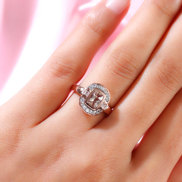 Morganit und Zirkon-Ring, 925 Silber Ros&eacute;gold Vermeil  ca. 1,25 ct image number 3