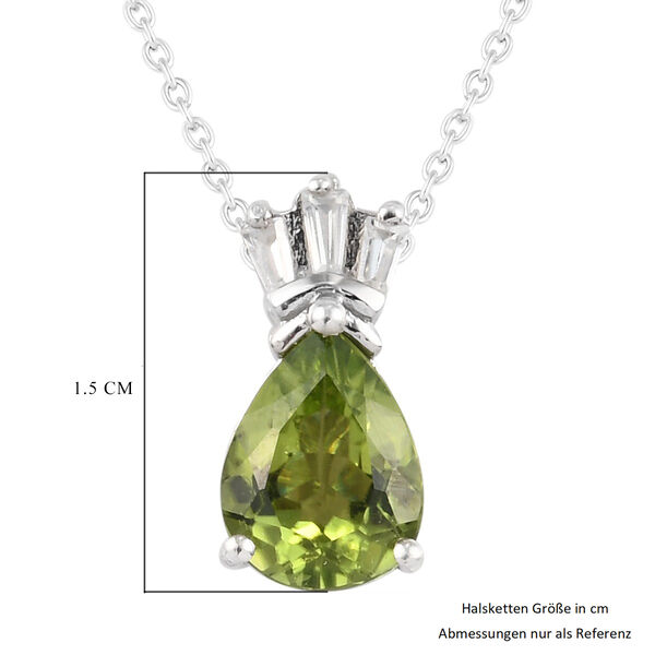 Peridot und Zirkon Anhänger mit Kette 50 cm 925 Silber platiniert ca. 1,57 ct image number 6