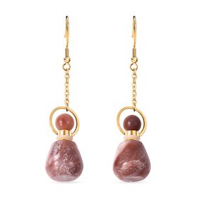 Rote Amazonit Ohrringe, Edelstahl ca. 41.50 ct