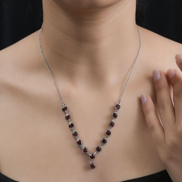 Roter Granat Halskette ca. 45 cm Edelstahl ca. 6,89 ct. image number 3