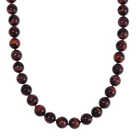 Rotes Tigerauge Halskette ca. Flexibles cm 925 Silber rhodiniert ca. 800,00 ct.