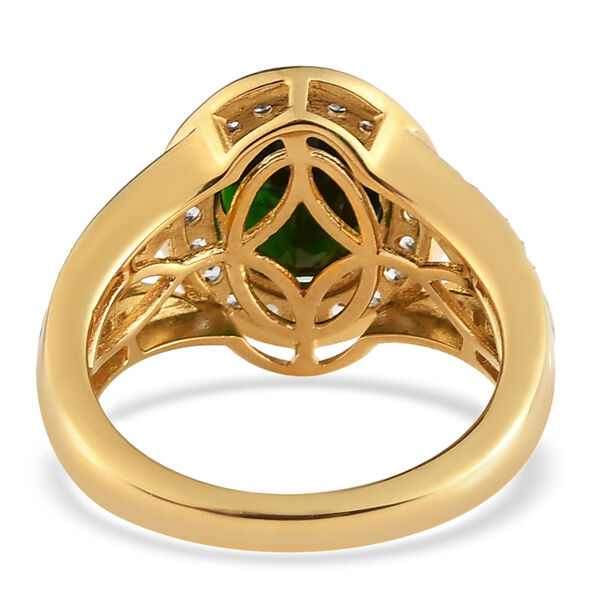 Natürlicher Chromdiopsid und weißer Zirkon-Ring, 925 Silber Gelbgold Vermeil  ca. 3,35 ct image number 7