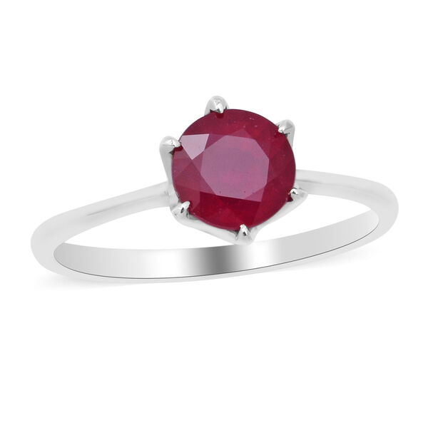 Afrikanischer Rubin Solit&auml;r Ring 925 Silber Platin-&Uuml;berzug