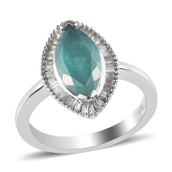 Grandidierit und Diamant Halo Ring 925 Silber Platin-Überzug image number 4