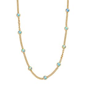 D'Joy AA Natürlicher, äthiopischer Welo Opal Halskette ca. 45 cm + 5 cm Extender, 925 Silber 750 Gelbgold Vermeil ca. 3,11 ct.