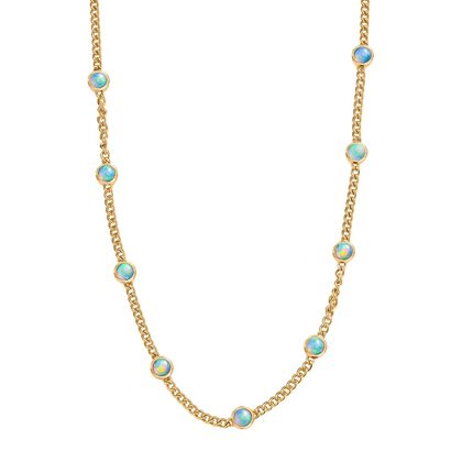 D'Joy AA Nat&uuml;rlicher, &auml;thiopischer Welo Opal Halskette ca. 45 cm + 5 cm Extender, 925 Silber 750 Gelbgold Vermeil ca. 3,11 ct.