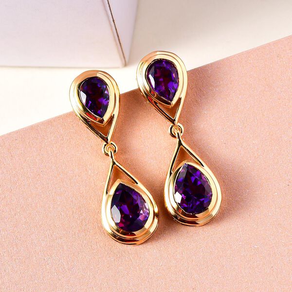 Nat&uuml;rliche, marokkanische Amethyst-Ohrh&auml;nger, 925 Silber vergoldet, 3,40 ct. image number 2