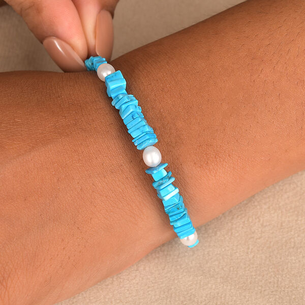 T&uuml;rkis und S&uuml;&szlig;wasser Perle 19+5cm Armband image number 3